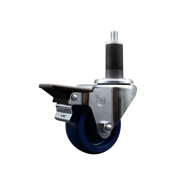 3'' Solid Poly Swivel 1-1/4'' Expanding Stem Caster with Brake